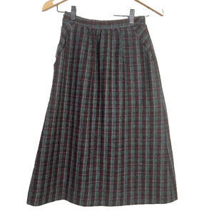 Hunter Sportswear Vintage 60’s Wool Plaid Skirt Size 6 Waist Pleated